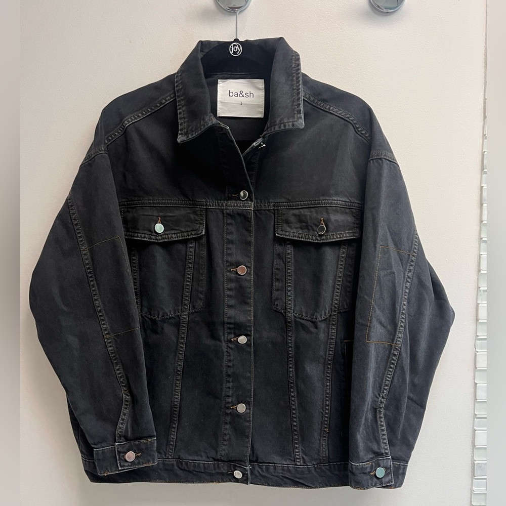 BA&SH Women’s Black Denim Boyfriend Jean Jacket - Size 2 - Picture 11 of 11